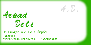 arpad deli business card