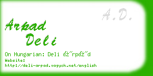 arpad deli business card